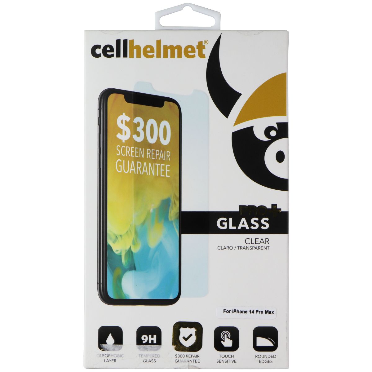 CellHelmet Pro+ Glass Screen Protector for Apple iPhone 14 Pro Max - Clear Cell Phone - Screen Protectors CellHelmet - Simple Cell Bulk Wholesale Pricing - USA Seller