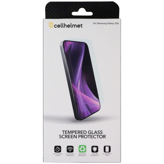 CellHelmet Tempered Glass Screen Protector w/Align Tray for Samsung Galaxy S26 Cell Phone - Screen Protectors CellHelmet - Simple Cell Bulk Wholesale Pricing - USA Seller