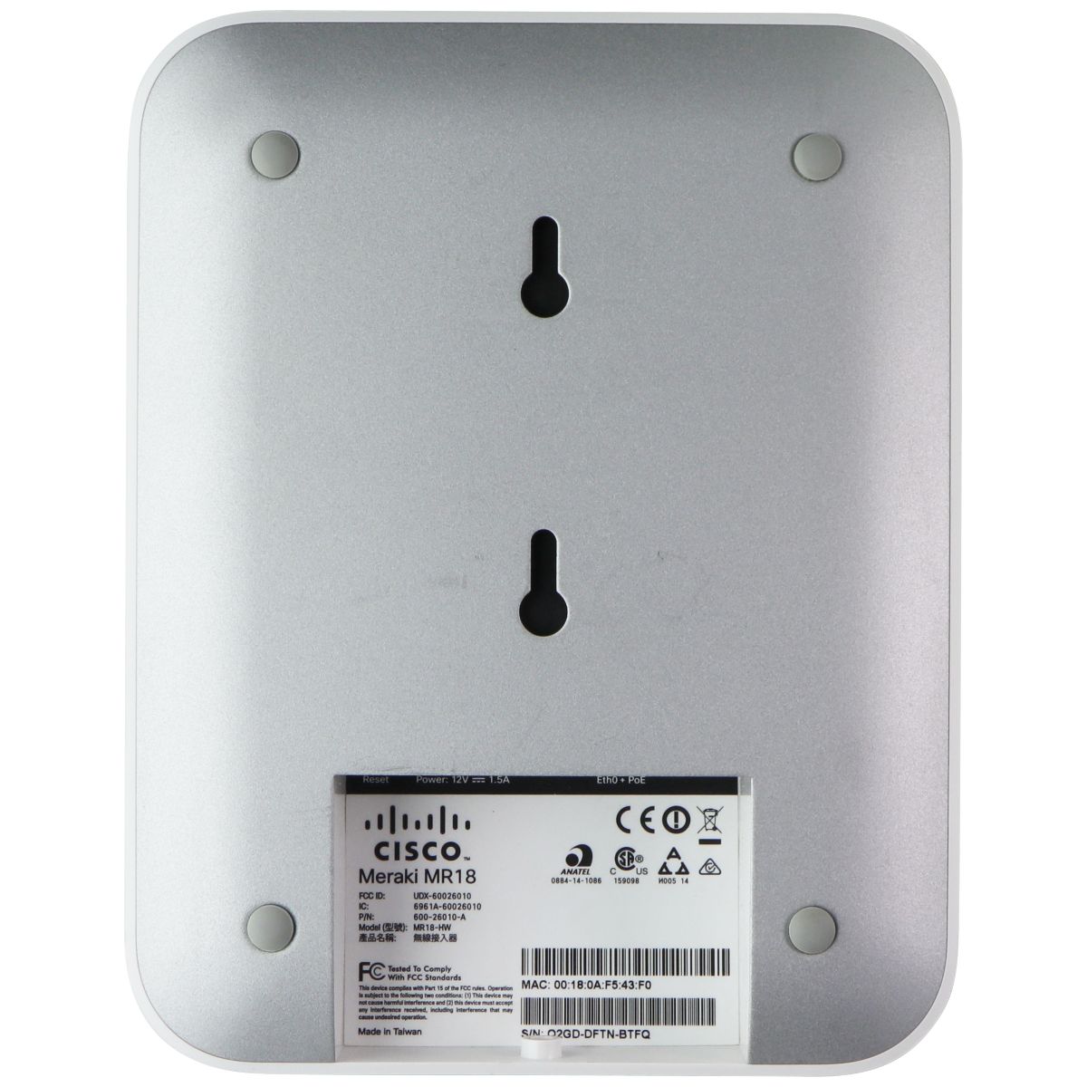 Cisco Meraki MR18-HW Dual-Band Cloud-Managed Wireless Network Access Point Networking - Wireless Access Points Cisco - Simple Cell Bulk Wholesale Pricing - USA Seller