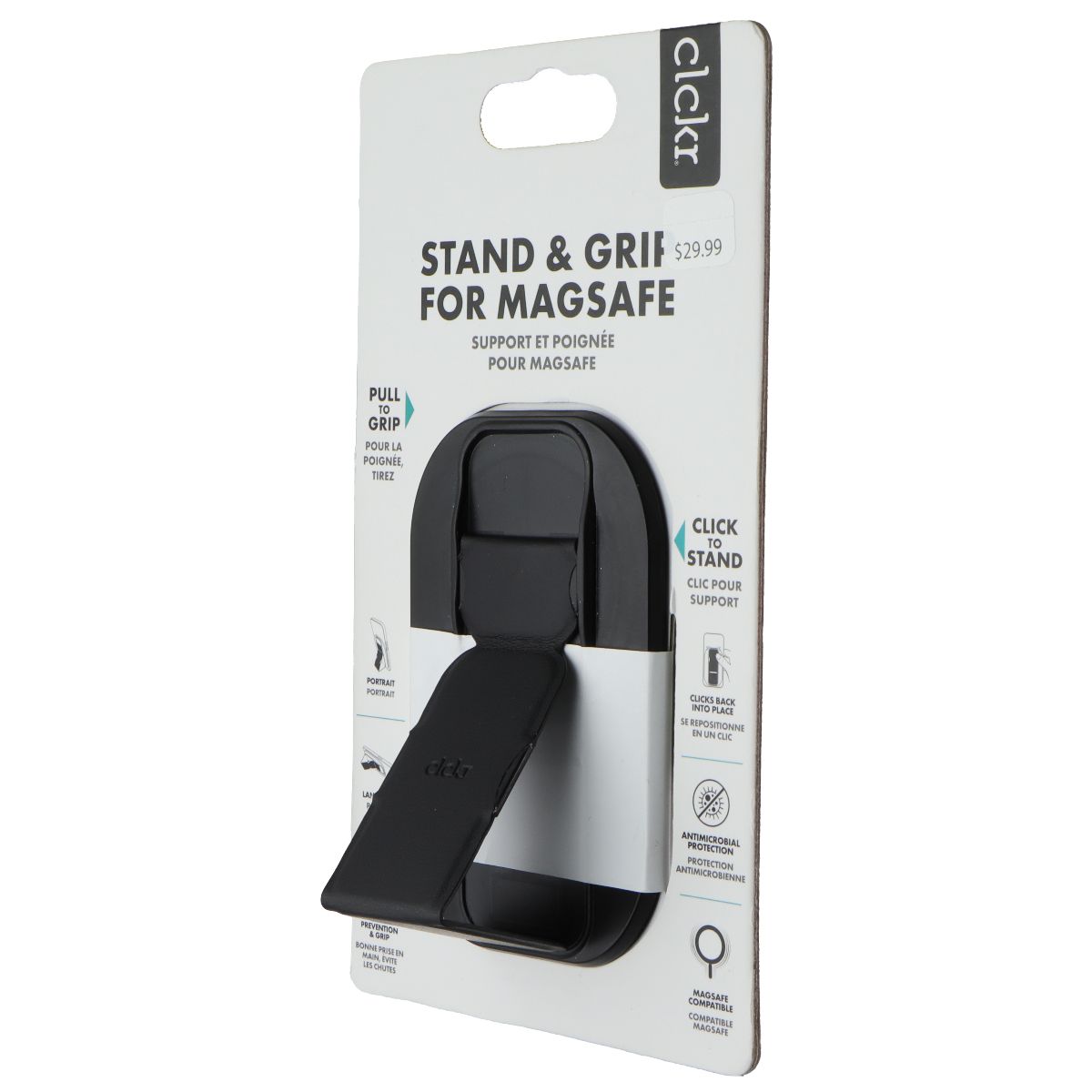 Clckr Stand & Grip Mount for MagSafe for Smartphones - Black Cell Phone - Mounts & Holders Clckr    - Simple Cell Bulk Wholesale Pricing - USA Seller