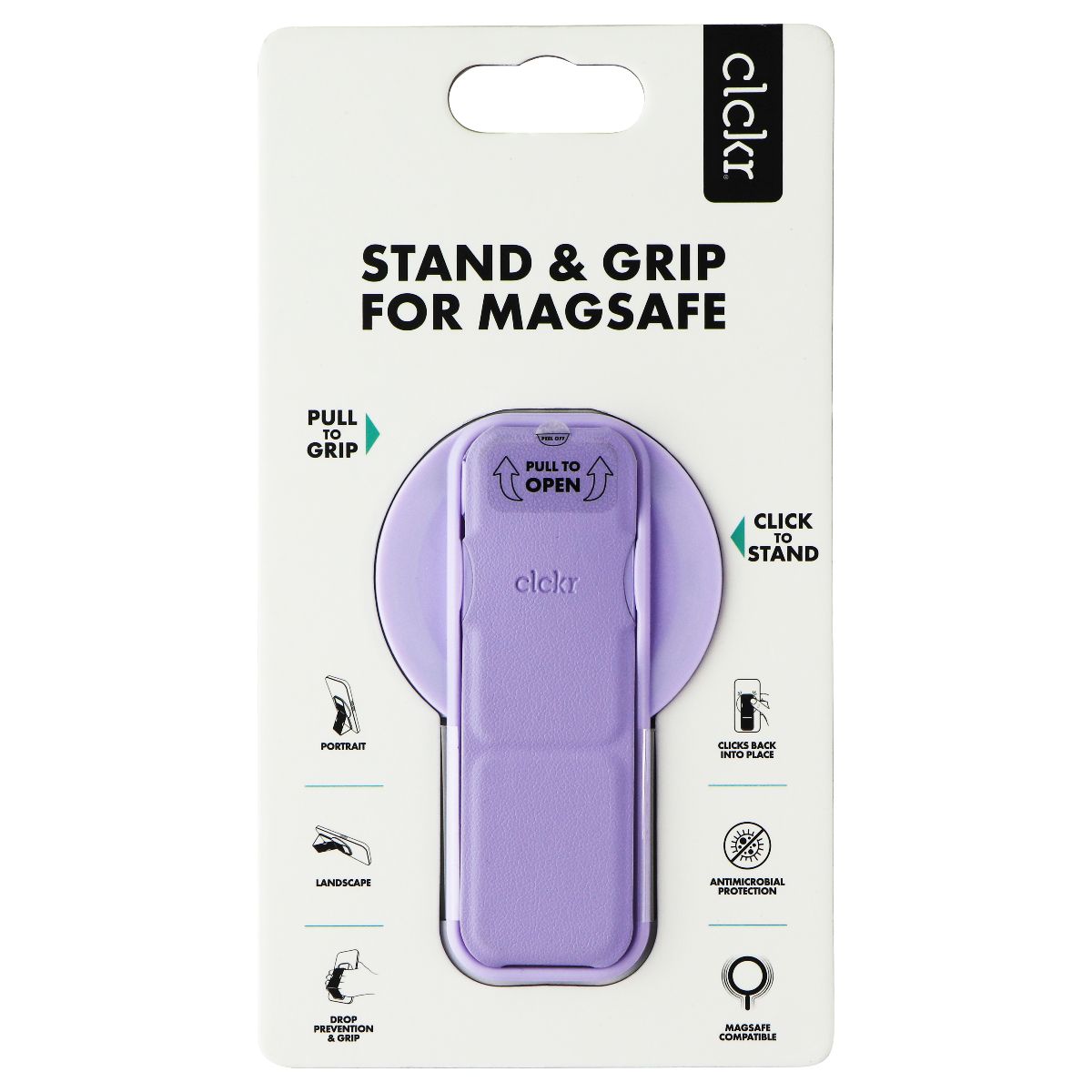 CLCKR Stand & Grip for MagSafe on Compatible iPhones - Lilac Cell Phone - Mounts & Holders Clckr    - Simple Cell Bulk Wholesale Pricing - USA Seller