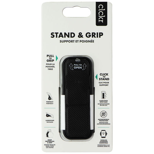 CLCKR Stand & Grip Universal Adhesive Kickstand Grip for Smartphones - Black Cell Phone - Mounts & Holders Clckr    - Simple Cell Bulk Wholesale Pricing - USA Seller