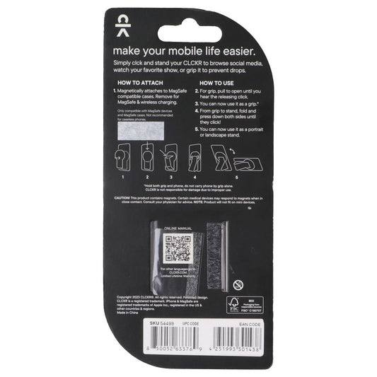 CLCKR Magnetic Stand and Grip for MagSafe Smartphones - Clear Lilac Cell Phone - Mounts & Holders Clckr - Simple Cell Bulk Wholesale Pricing - USA Seller