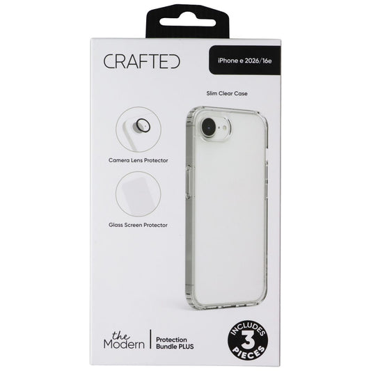 Crafted Modern 3 Piece Protection Bundle for Apple iPhone 17e/16e - Clear Cell Phone - Accessory Bundles Crafted - Simple Cell Bulk Wholesale Pricing - USA Seller