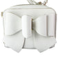 Crossi Leather Zip-Up Bowtie Handbag Purse with Shoulder Strap - White/Gold Womens Handbags & Purses Crossi - Simple Cell Bulk Wholesale Pricing - USA Seller