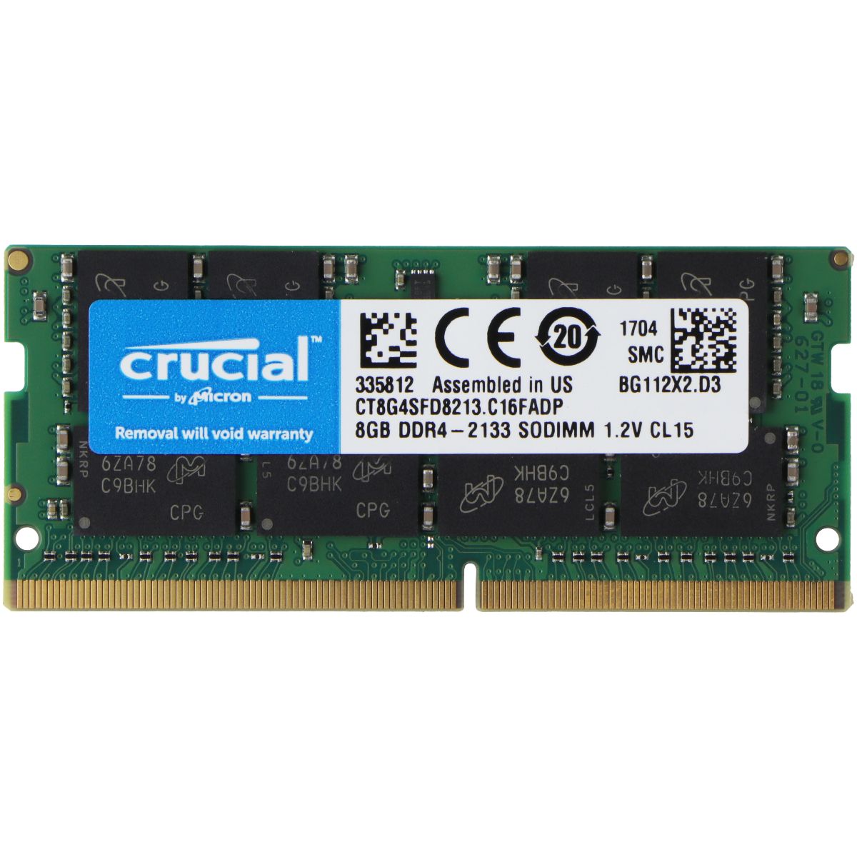 Crucial Single 8GB DDR4-2133 SODIMM Laptop RAM (CT8G4SFD8213) Computer Parts - Memory (RAM) Crucial - Simple Cell Bulk Wholesale Pricing - USA Seller