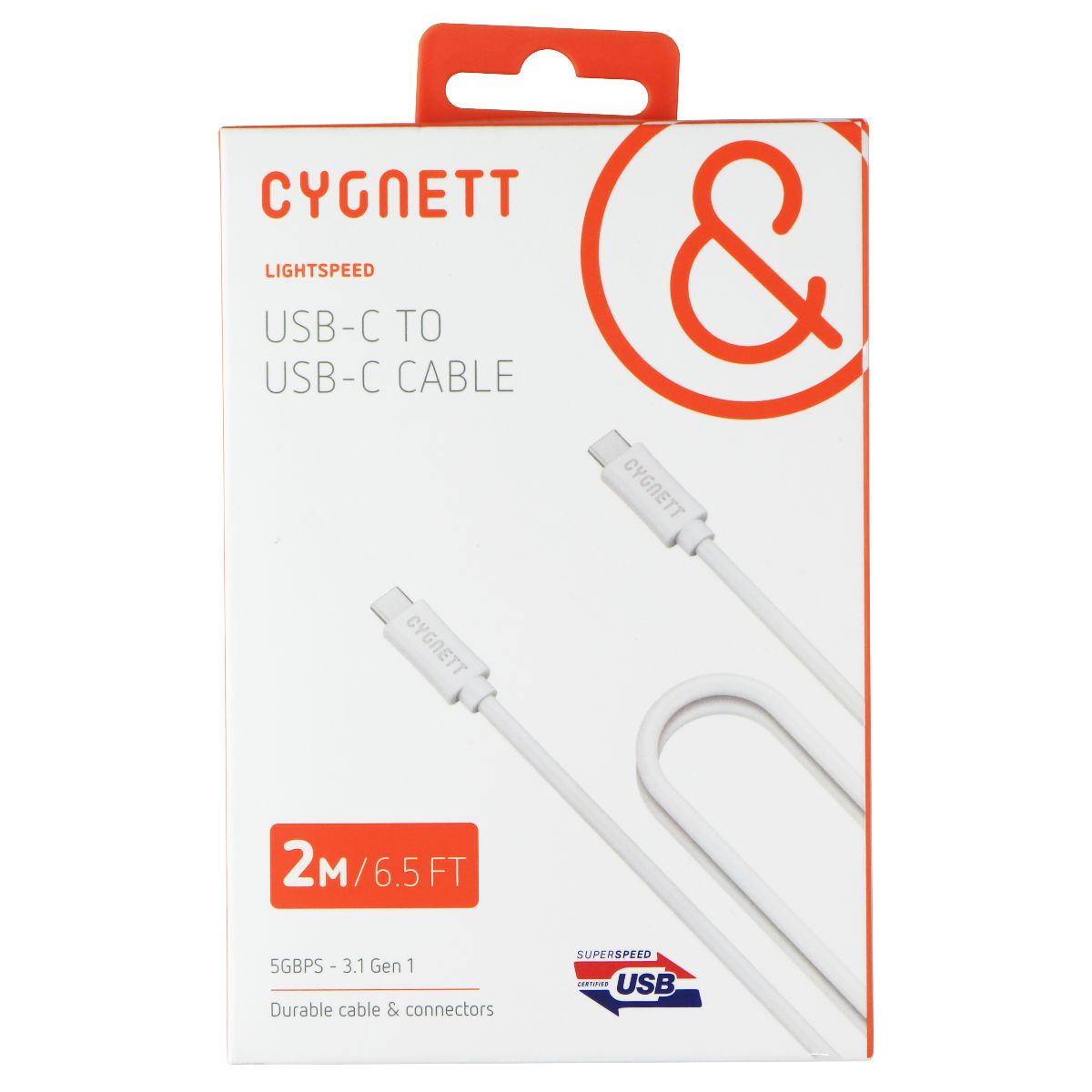 Cygnett USB-C to USB-C (2 M/6.5 FT) - White Cell Phone - Cables & Adapters Cygnett - Simple Cell Bulk Wholesale Pricing - USA Seller