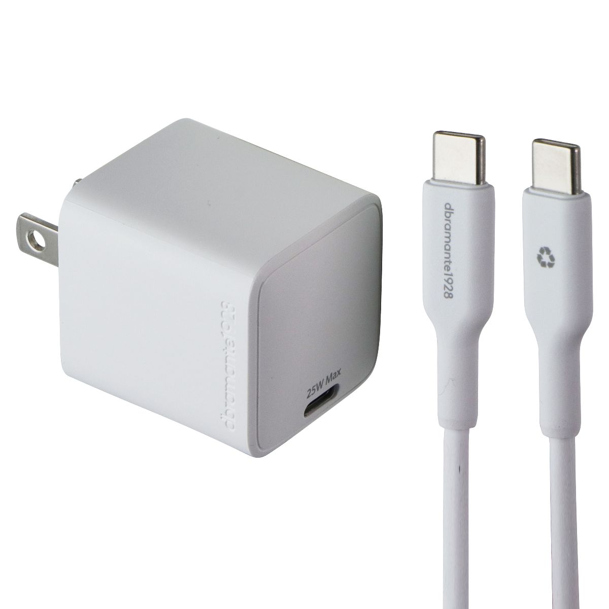 dbramante1928 5V/3A 25W USB-C Wall Charger and 3.3 Foot USB-C Cable - White