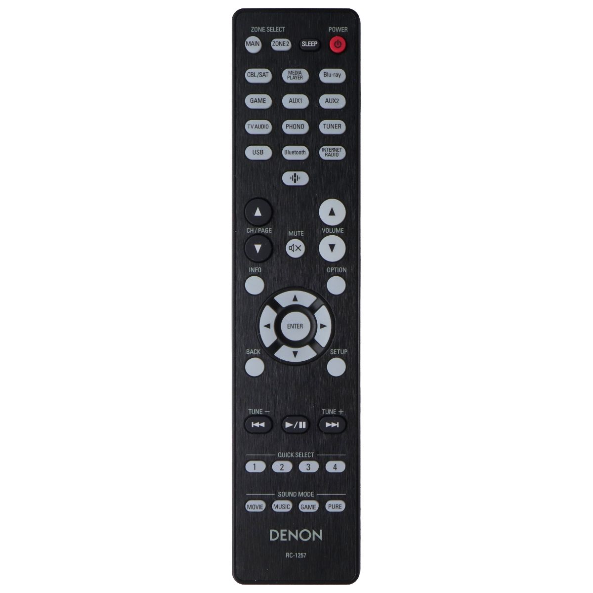 Denon AV Remote Control - Black (RC-1257) TV, Video & Audio Accessories - Remote Controls Denon - Simple Cell Bulk Wholesale Pricing - USA Seller