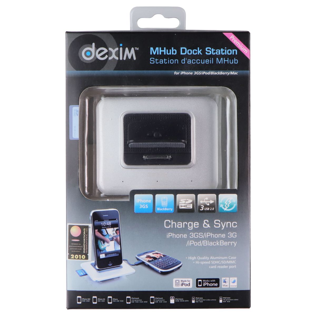 Dexim Mhub Charge and Sync Dock Station for iPhone 3GS/iPod/BlackBerry/Mac Cell Phone - Chargers & Cradles Dexim - Simple Cell Bulk Wholesale Pricing - USA Seller
