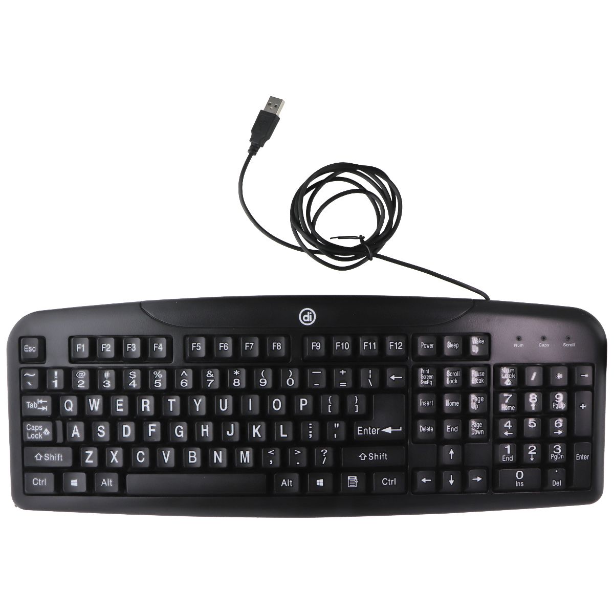 DI Easy-View Keyboard with Large Bold Letters and Spill Resistant - Black