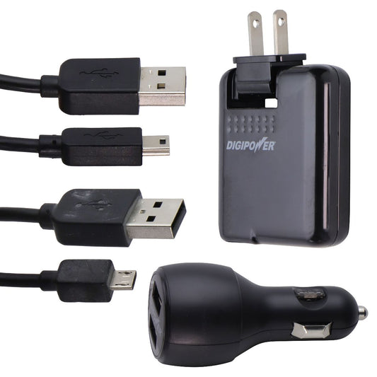 DigiPower Dual Port USB Kit (Wall & Car Adapter) - Mini-USB-B & Micro-USB Cell Phone - Chargers & Cradles Digipower - Simple Cell Bulk Wholesale Pricing - USA Seller