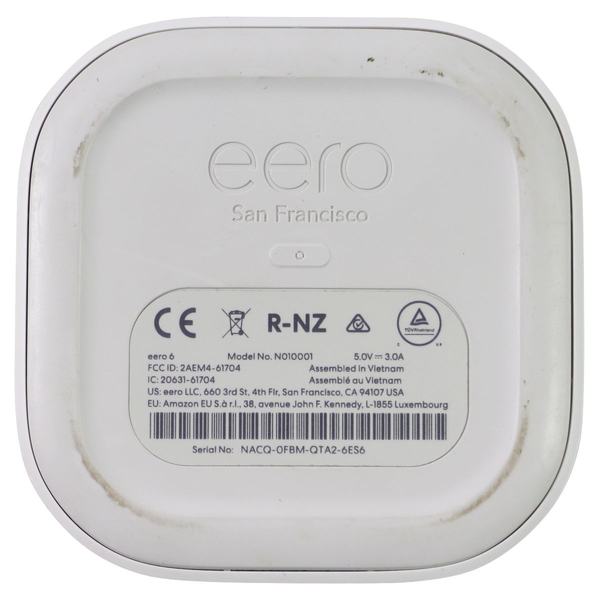 Amazon eero 6 Mesh Wi-Fi Router with up to 900 Mbps - White (N010001) - 1 Pack Networking - Wireless Wi-Fi Routers eero - Simple Cell Bulk Wholesale Pricing - USA Seller