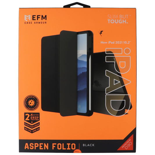 EFM Aspen Folio Case Armour for Apple iPad 9th/8th/7th Gen (10.2-inch) - Black iPad/Tablet Accessories - Cases, Covers, Keyboard Folios EFM - Simple Cell Bulk Wholesale Pricing - USA Seller