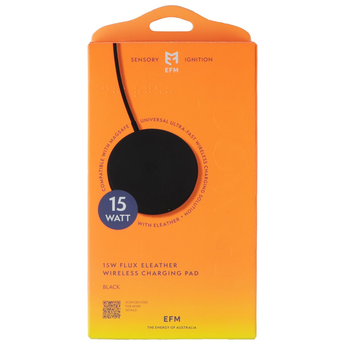 EFM 15W Flux ELeather Wireless Qi Charging Pad for Smartphones - Black (AU PLUG) Cell Phone - Chargers & Cradles EFM - Simple Cell Bulk Wholesale Pricing - USA Seller