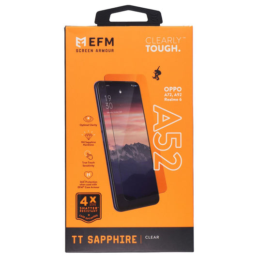 EFM TT Sapphire Series Screen Protector for OPPO A52/A72/A92 Realme 6 - Clear Cell Phone - Screen Protectors EFM - Simple Cell Bulk Wholesale Pricing - USA Seller