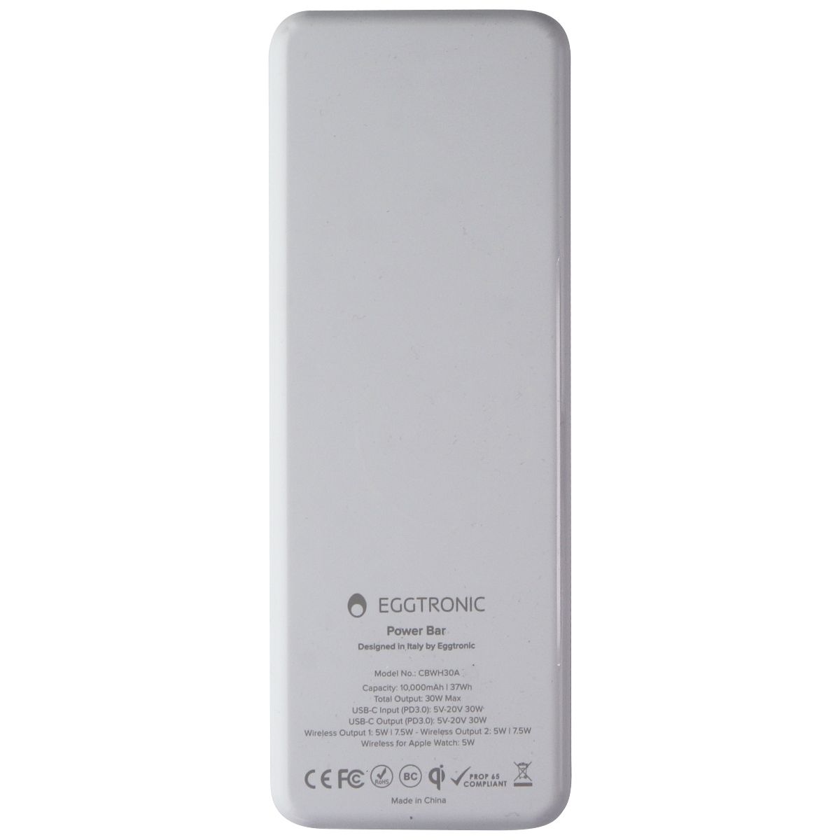 Eggtronic Power Bar USB-C Wireless Power bank 10,000mAh - White Computer Accessories - Laptop Power Adapters/Chargers Eggtroninc - Simple Cell Bulk Wholesale Pricing - USA Seller