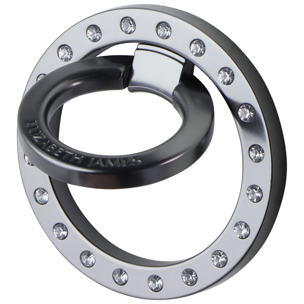 Elizabeth James Magnetic Ring Stand and Phone Grip - Gunmetal Crystal Cell Phone - Mounts & Holders Elizabeth James - Simple Cell Bulk Wholesale Pricing - USA Seller