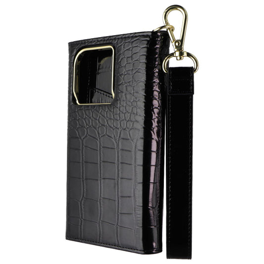 Elizabeth James Wristlet Folio for MagSafe for Apple iPhone 15 Pro - Black Croc Cell Phone - Cases, Covers & Skins Elizabeth James - Simple Cell Bulk Wholesale Pricing - USA Seller