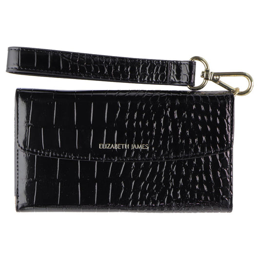 Elizabeth James Wristlet Folio for MagSafe for iPhone 15/14/13 - Black Croc Cell Phone - Cases, Covers & Skins Elizabeth James    - Simple Cell Bulk Wholesale Pricing - USA Seller