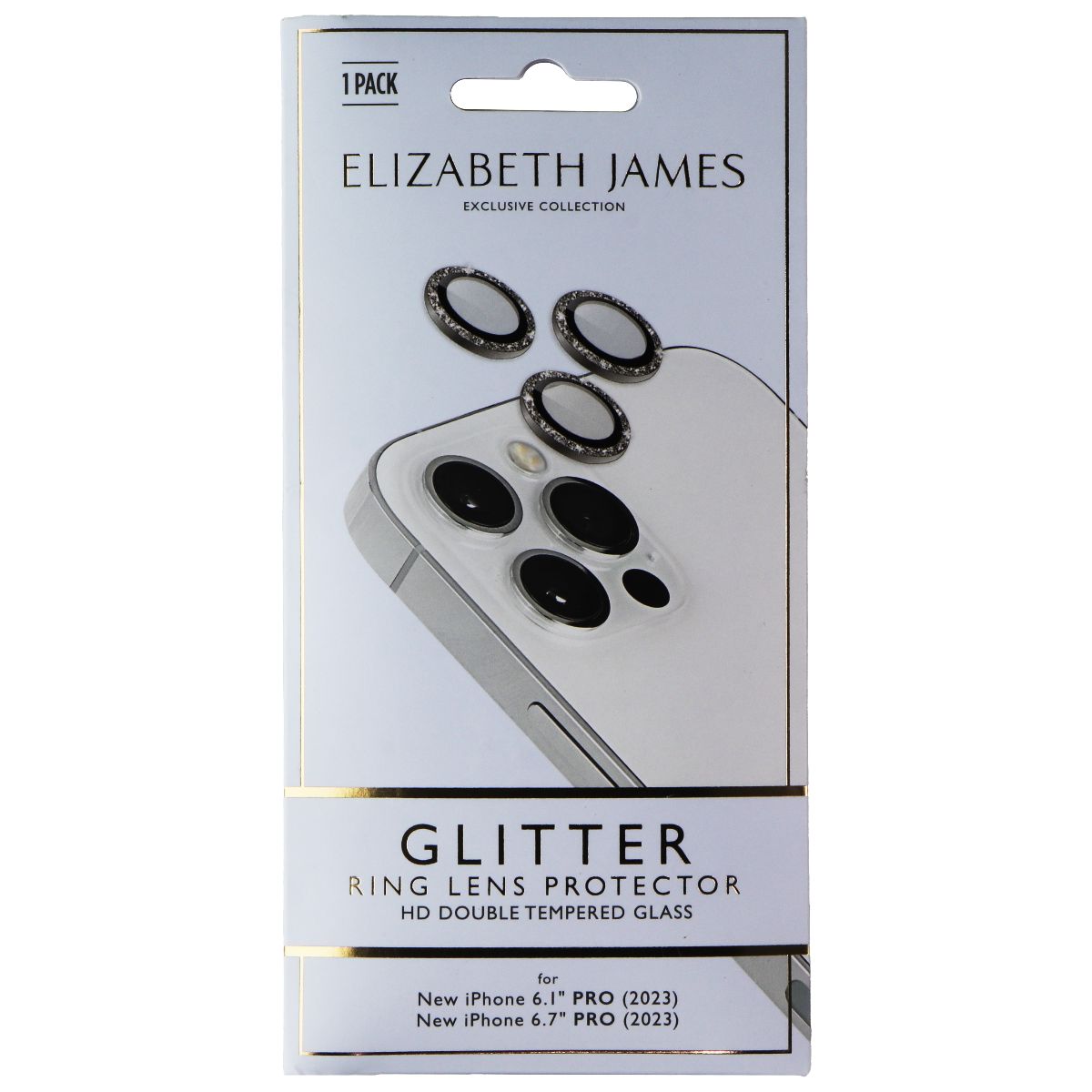 Elizabeth James Ring Lens Protector for iPhone 15 Pro/15 Pro Max - Glitter Cell Phone - Screen Protectors Elizabeth James - Simple Cell Bulk Wholesale Pricing - USA Seller