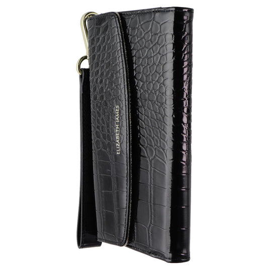 Elizabeth James Wristlet Folio for MagSafe for iPhone 15 Pro Max - Black Croc