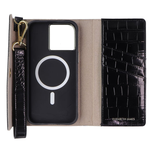 Elizabeth James Wristlet Folio for MagSafe for iPhone 15 Pro Max - Black Croc Cell Phone - Cases, Covers & Skins Elizabeth James - Simple Cell Bulk Wholesale Pricing - USA Seller