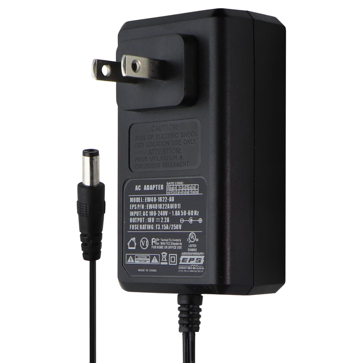 EPS (18V) AC Adapter Wall Charger/Power Supply (EW40-1822-AU) - Black Cell Phone - Cables & Adapters EPS - Simple Cell Bulk Wholesale Pricing - USA Seller