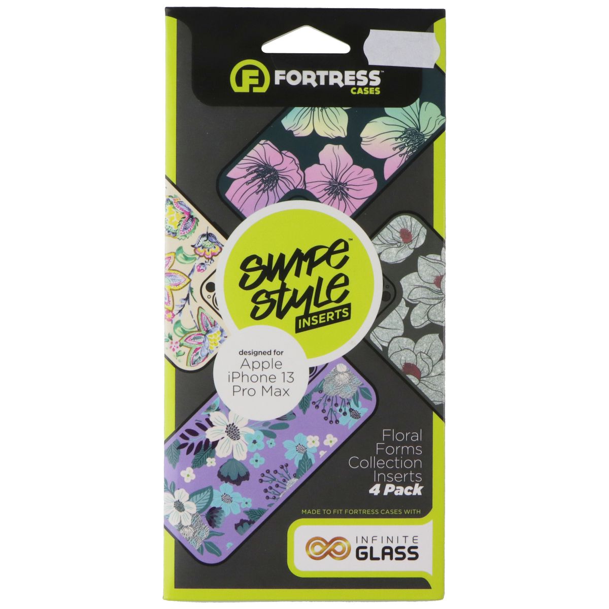 Fortress Swipe Style Inserts (4-Pk) for Apple iPhone 13 Pro Max - Floral Forms Cell Phone - Cases, Covers & Skins Fortress - Simple Cell Bulk Wholesale Pricing - USA Seller