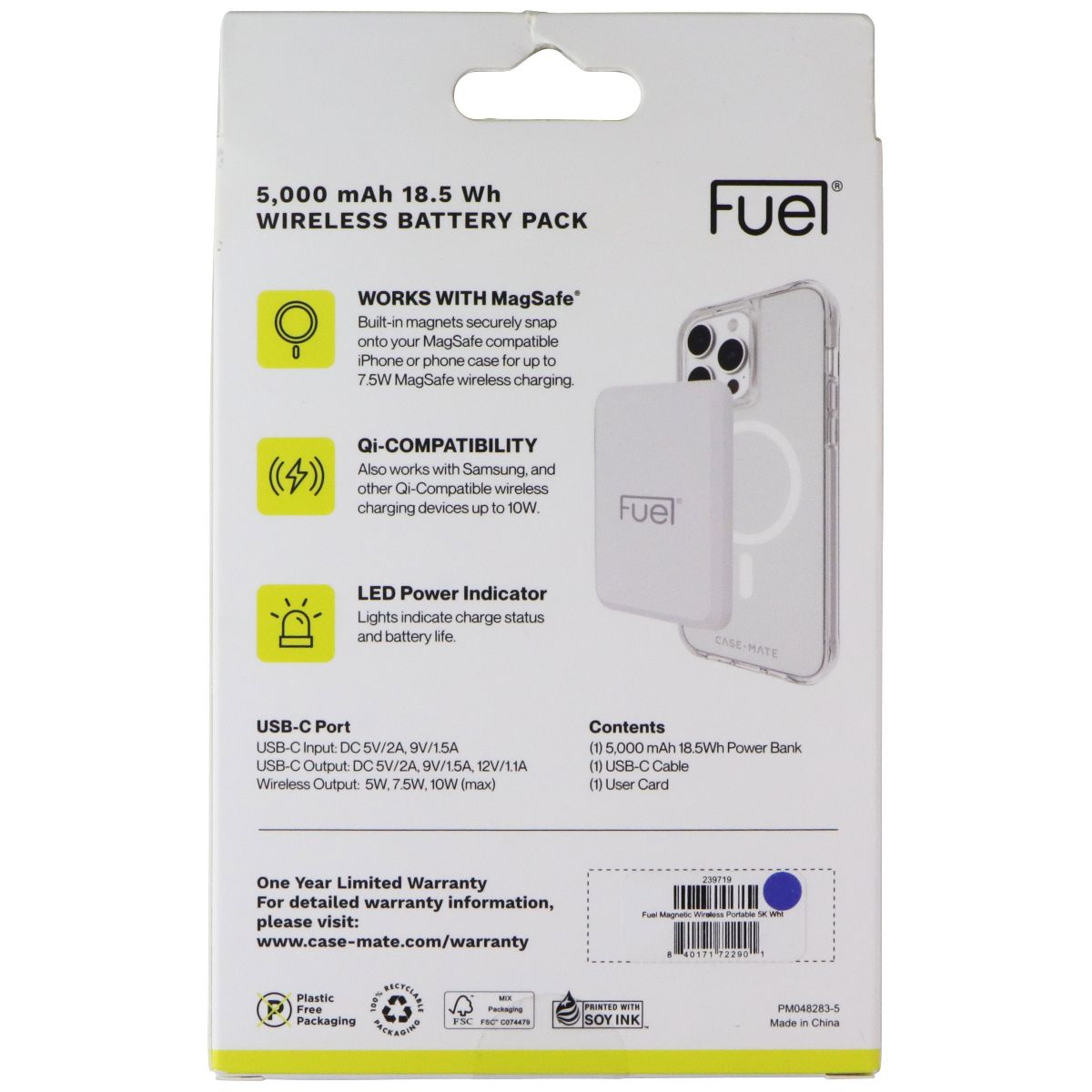 Case-Mate Fuel 5,000mAh Wireless Battery Pack for MagSafe - White (FL047352)