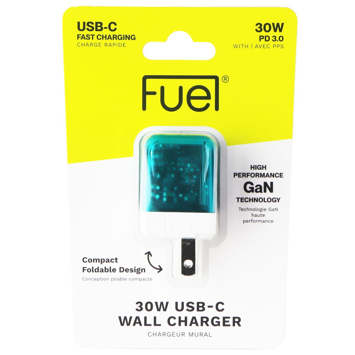 FUEL (30W) USB-C Fast Charging Translucent Wall Charger - Electric Blue Cell Phone - Cables & Adapters FUEL    - Simple Cell Bulk Wholesale Pricing - USA Seller