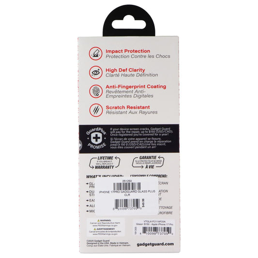 Gadget Guard Glass Series Screen Protector for Apple iPhone 17 Pro Cell Phone - Screen Protectors Gadget Guard - Simple Cell Bulk Wholesale Pricing - USA Seller