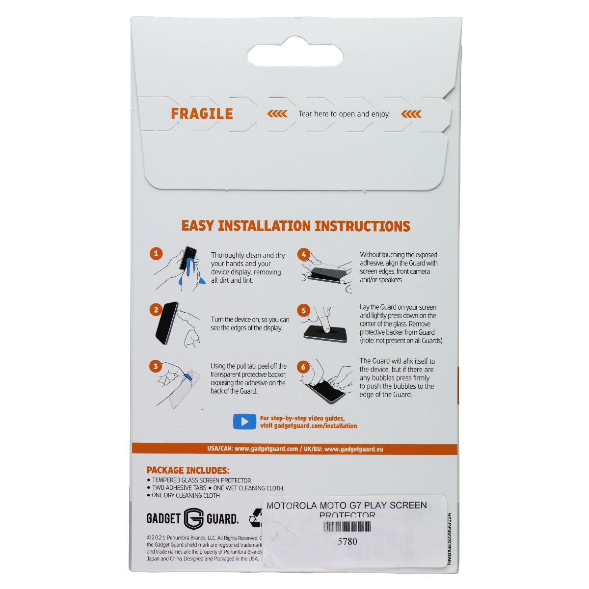 Gadget Guard Tempered Glass Screen Protector for Motorola Moto G7 Play Cell Phone - Screen Protectors Gadget Guard - Simple Cell Bulk Wholesale Pricing - USA Seller