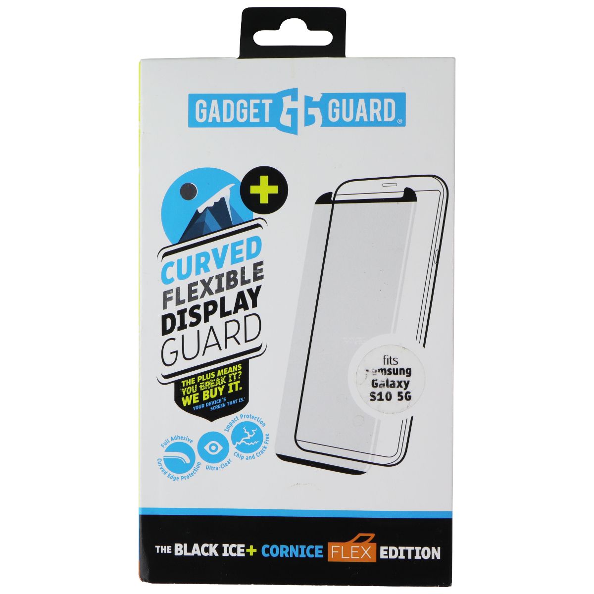 Gadget Guard Black Ice+ Cornice Flex Screen Protector for Samsung Galaxy S10 5G Cell Phone - Screen Protectors Gadget Guard - Simple Cell Bulk Wholesale Pricing - USA Seller