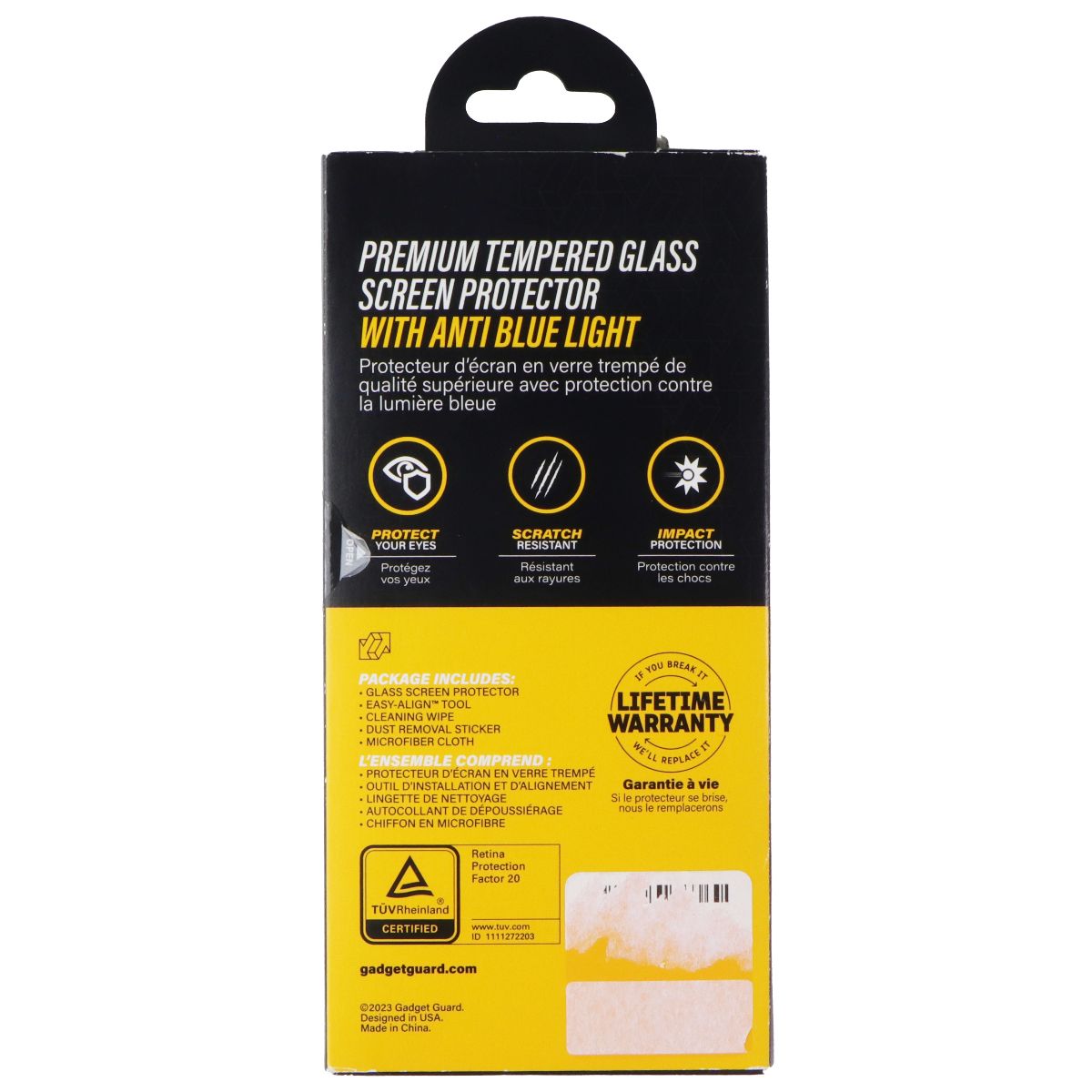 Gadget Guard Glass Screen Protector with Anti Blue Light for Apple iPhone 15 Pro Cell Phone - Screen Protectors Gadget Guard - Simple Cell Bulk Wholesale Pricing - USA Seller