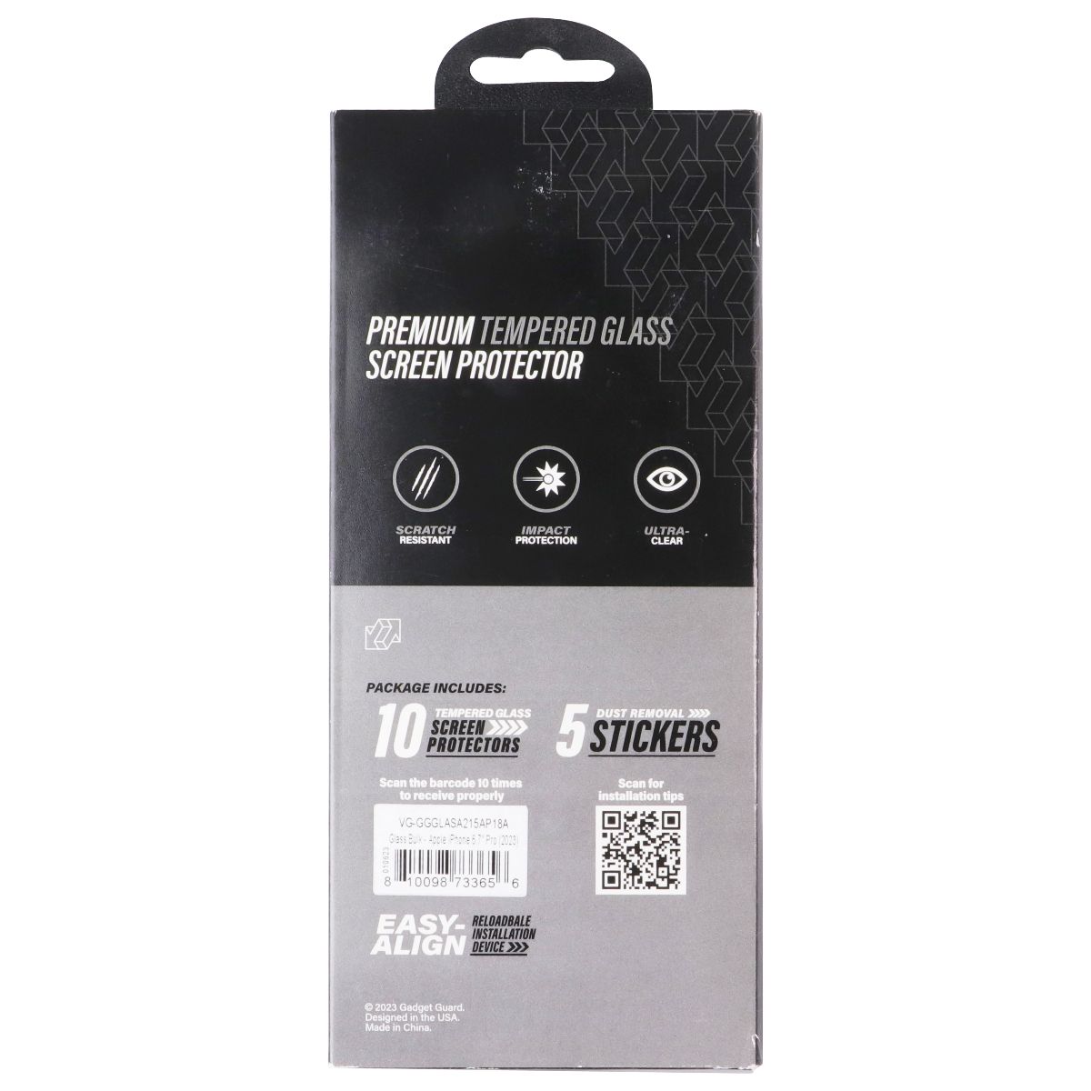 Gadget Guard Glass Screen Protector for Apple iPhone 15 Pro Max - Bulk 10 Pack