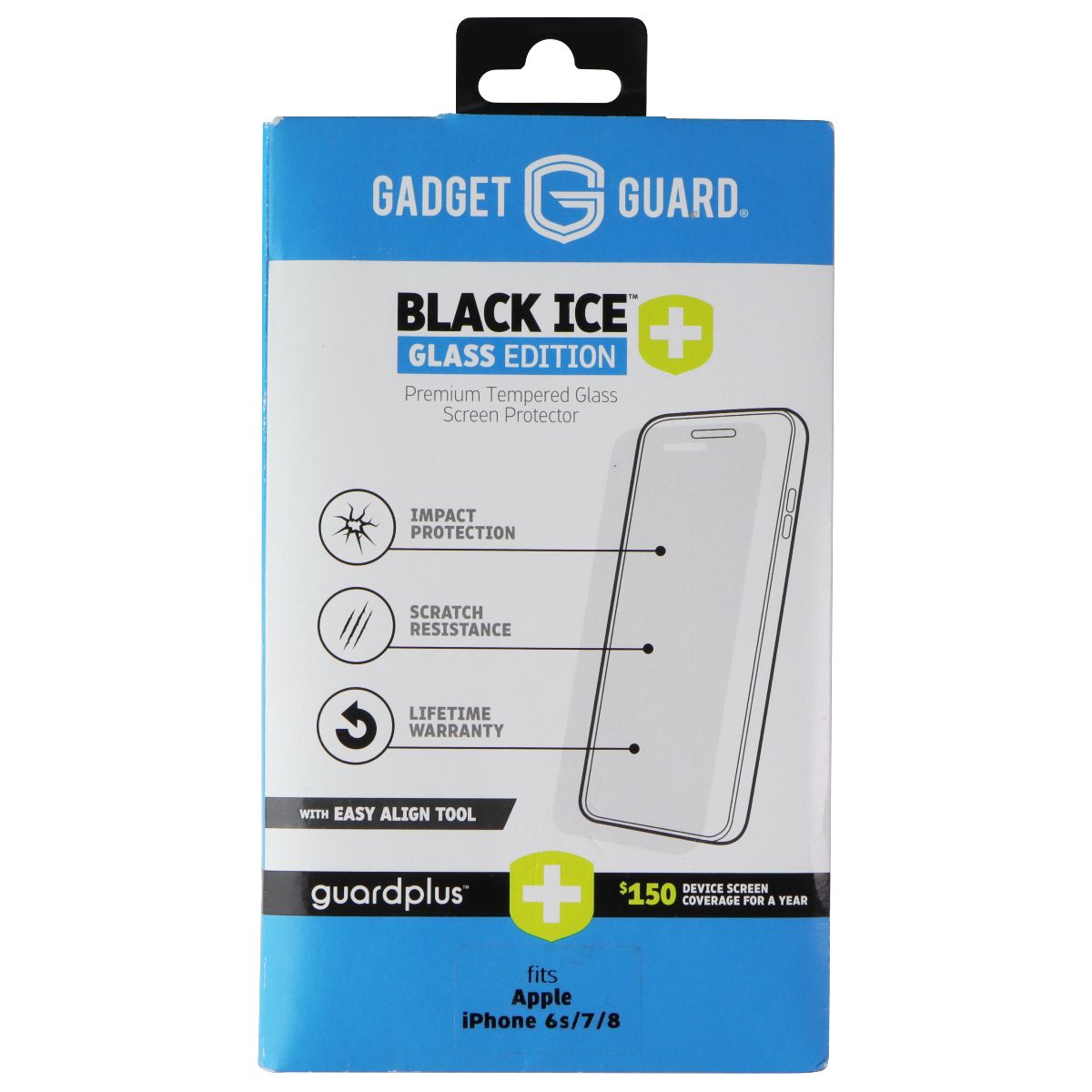 Gadget Guard Black Ice+ Glass Screen Protector for Apple iPhone 6s / 7 /8 Cell Phone - Screen Protectors Gadget Guard - Simple Cell Bulk Wholesale Pricing - USA Seller