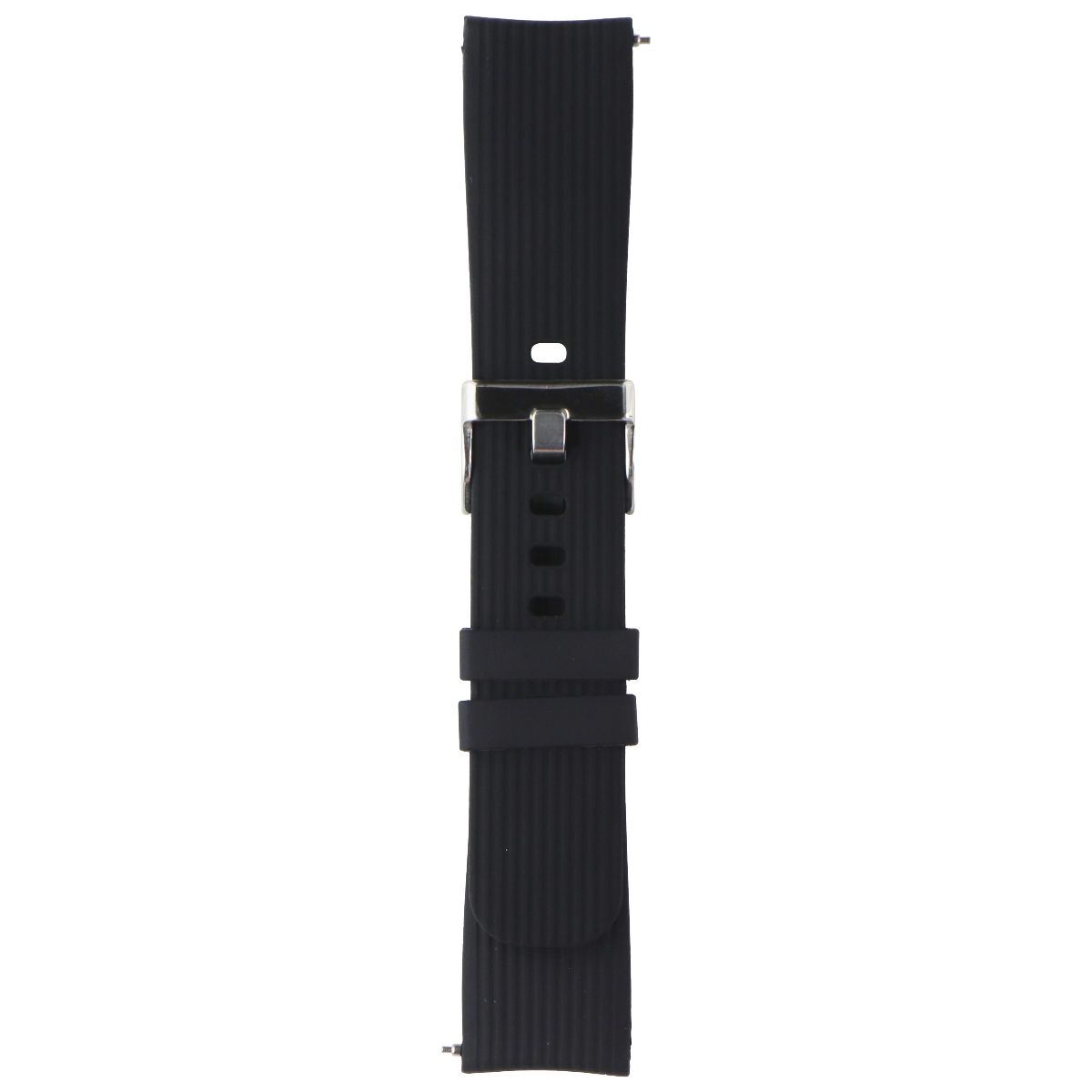 Generic Silicone Watch Band (20MM) - Black with Silver Clasp (Small Strap) Smart Watch Accessories - Watch Bands Generic - Simple Cell Bulk Wholesale Pricing - USA Seller