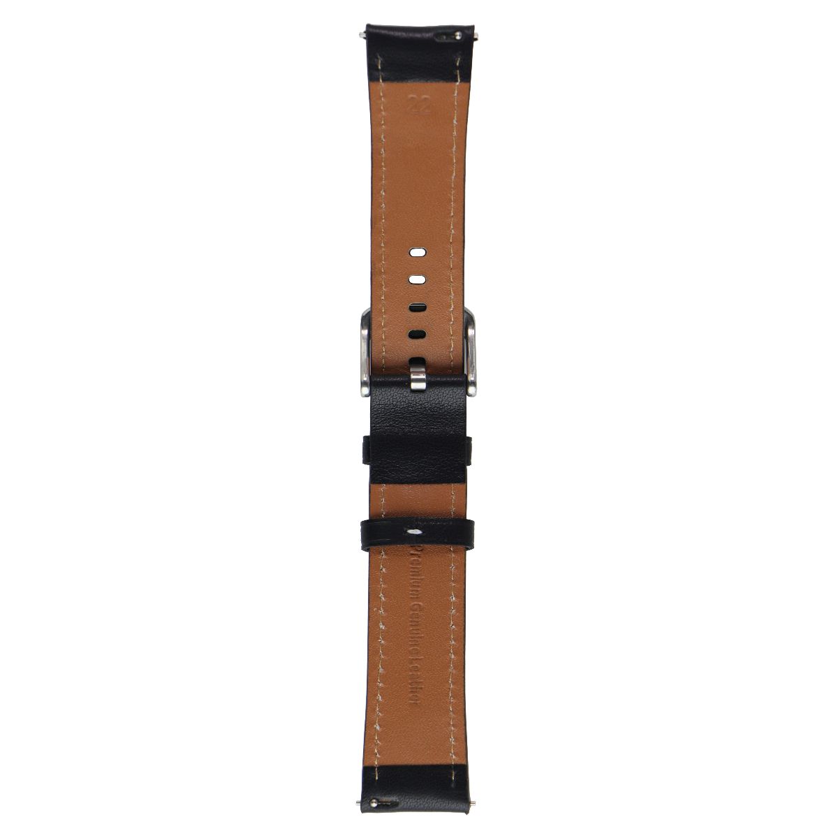 Generic Leather Watch Band with Clasp (22MM) - Black/Silver Smart Watch Accessories - Watch Bands Generic - Simple Cell Bulk Wholesale Pricing - USA Seller