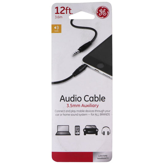 GE 3.5mm 12ft. AUX Audio Cable - Black Cell Phone - Cables & Adapters General Electric - Simple Cell Bulk Wholesale Pricing - USA Seller