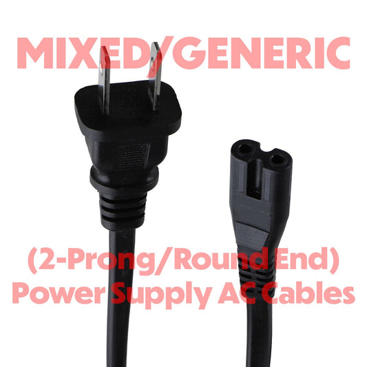 Generic 125V/7A (2-Prong/Round End) Power Supply AC Cables - Black / Mixed Style