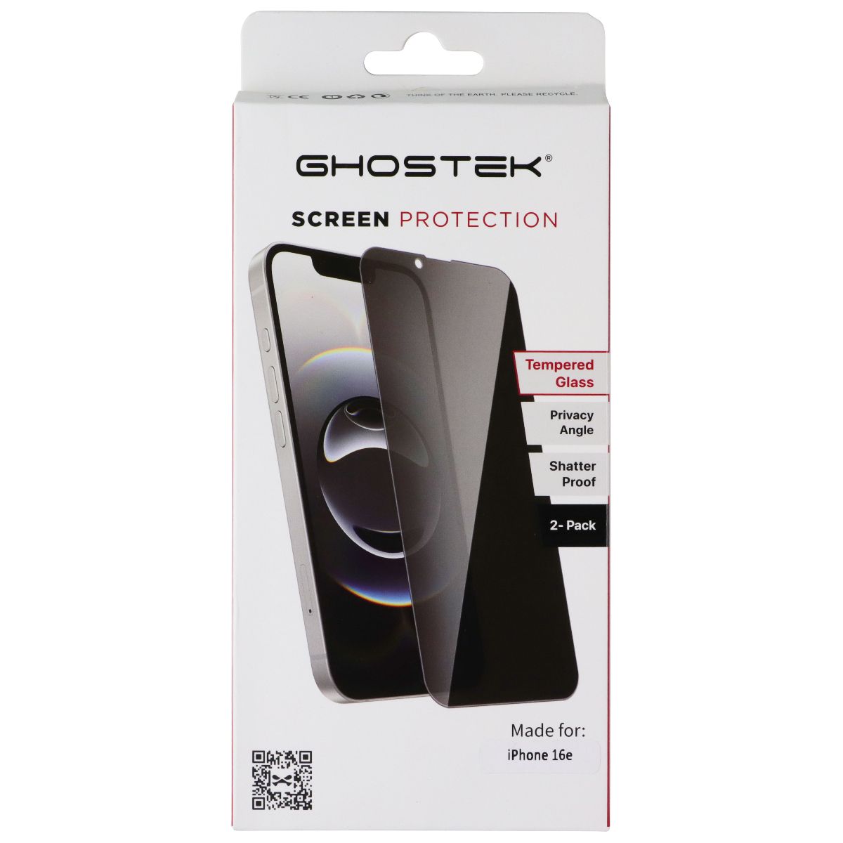Ghostek Screen Protection Tempered Glass for Apple iPhone 16e - Privacy (2 Pack)