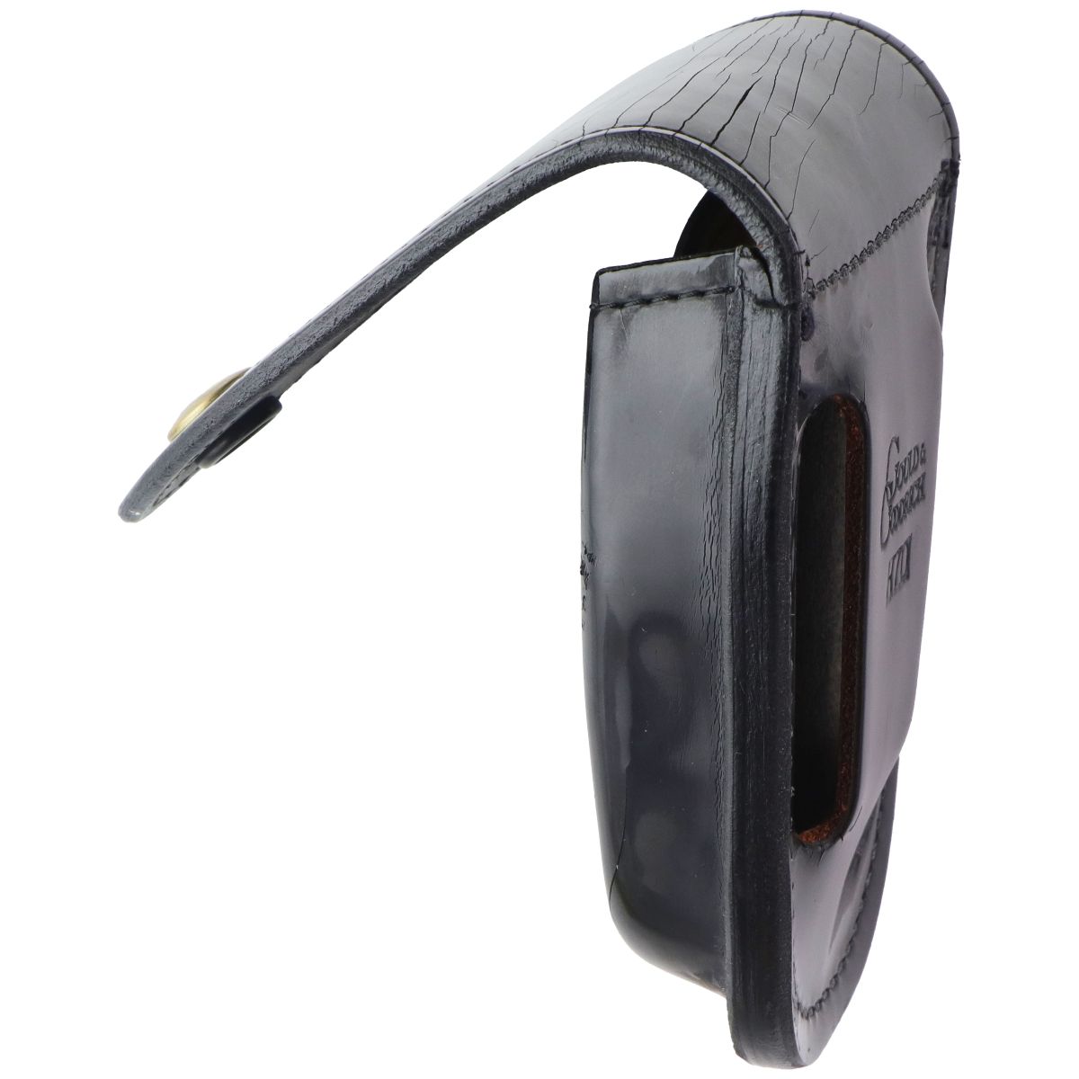 Gould & Goodrich H70 Leather Handcuff Case - Hi-Gloss Black / Brass Snap Other Sporting Goods Gould & Goodrich - Simple Cell Bulk Wholesale Pricing - USA Seller
