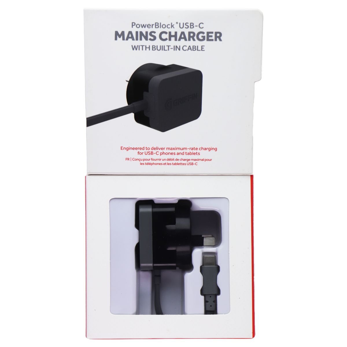 Griffin PowerBlock USB-C MAINS Charger 4FT - Black/Gray (Australian Plug) Cell Phone - Chargers & Cradles Griffin - Simple Cell Bulk Wholesale Pricing - USA Seller