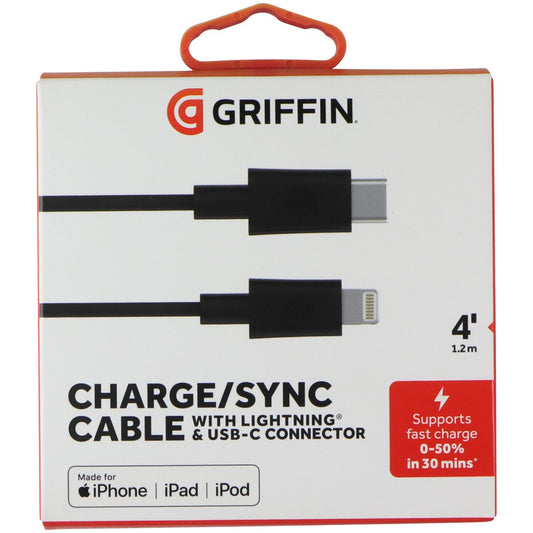 Griffin 4FT Lightning 8-pin to USB-C Charge/Sync Cable - Black Cell Phone - Cables & Adapters Griffin - Simple Cell Bulk Wholesale Pricing - USA Seller