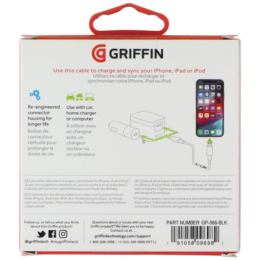 Griffin 4FT Lightning 8-pin to USB-C Charge/Sync Cable - Black Cell Phone - Cables & Adapters Griffin - Simple Cell Bulk Wholesale Pricing - USA Seller