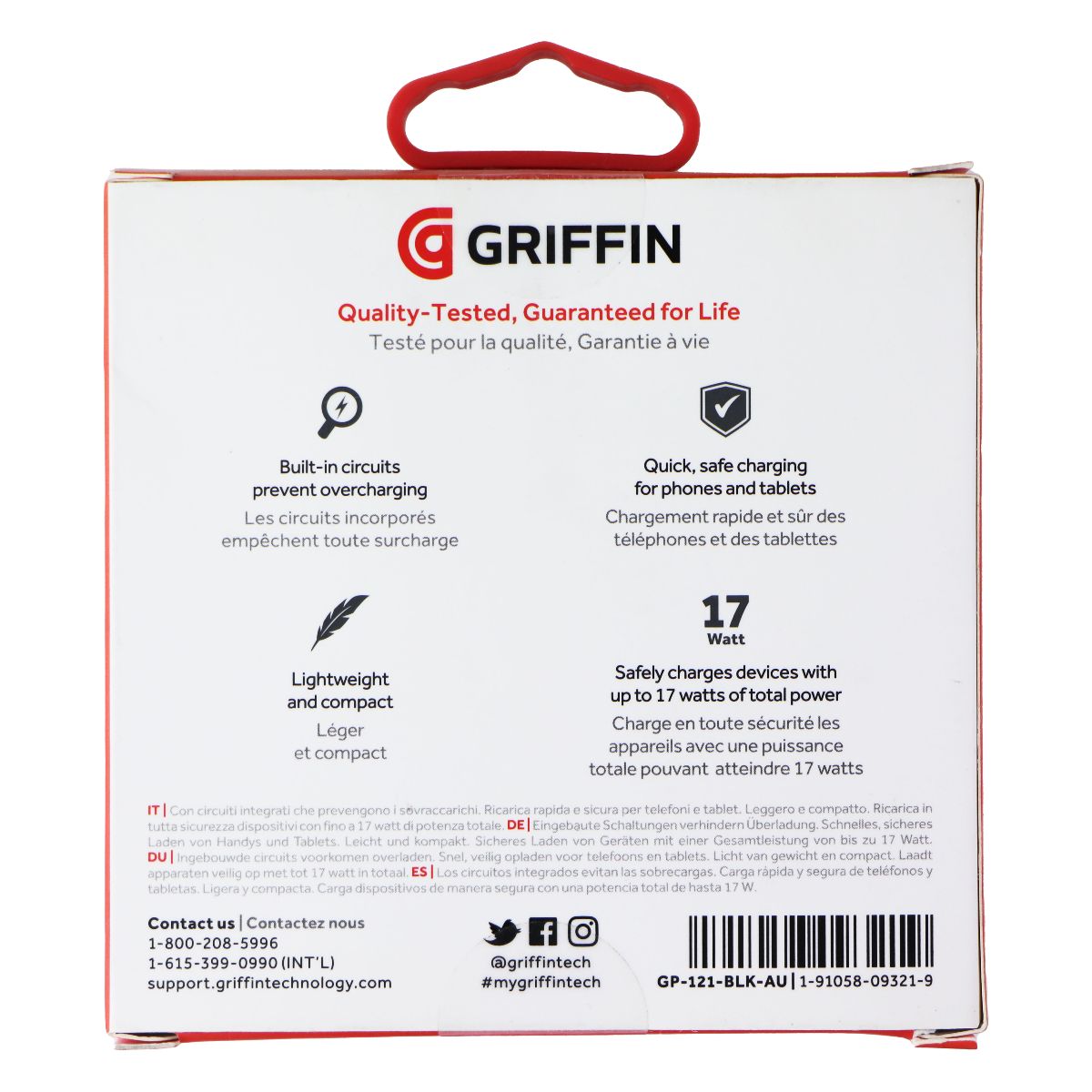 Griffin PowerBlock Dual USB-A MAINS Charger + USB-A to USB-C Cable - Black (AU) Cell Phone - Chargers & Cradles Griffin - Simple Cell Bulk Wholesale Pricing - USA Seller