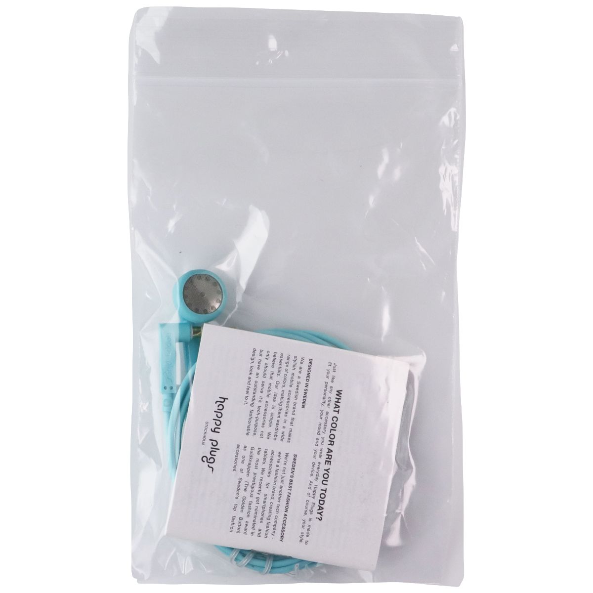 Happy Plugs Wired Earbud Headphones with Mic & Remote (7707) - Turquoise (Blue) Cell Phone - Headsets Happy Plugs - Simple Cell Bulk Wholesale Pricing - USA Seller