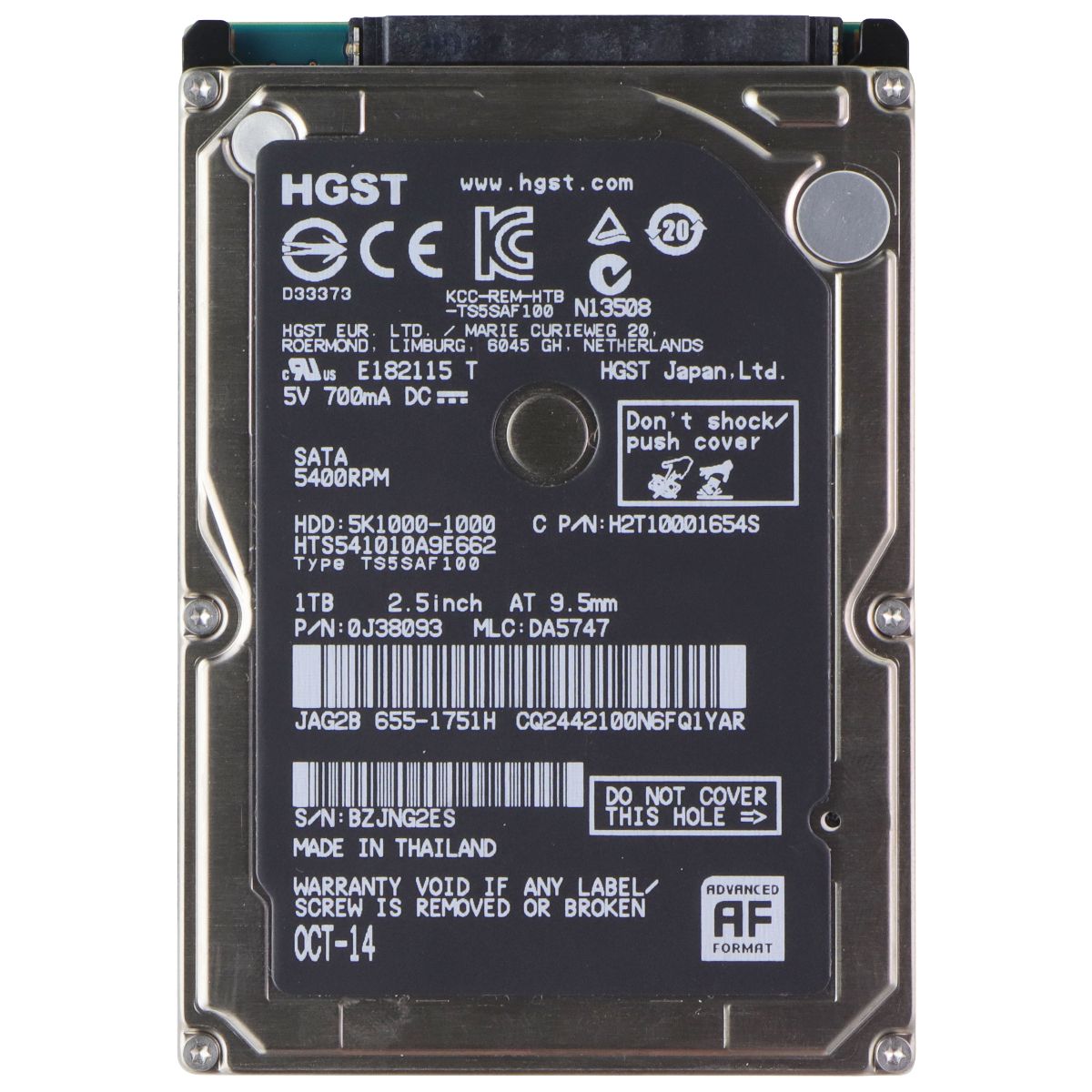HGST 1TB Hard Disk Drive HDD 5400RPM 2.5 (HTS541010A9E662)