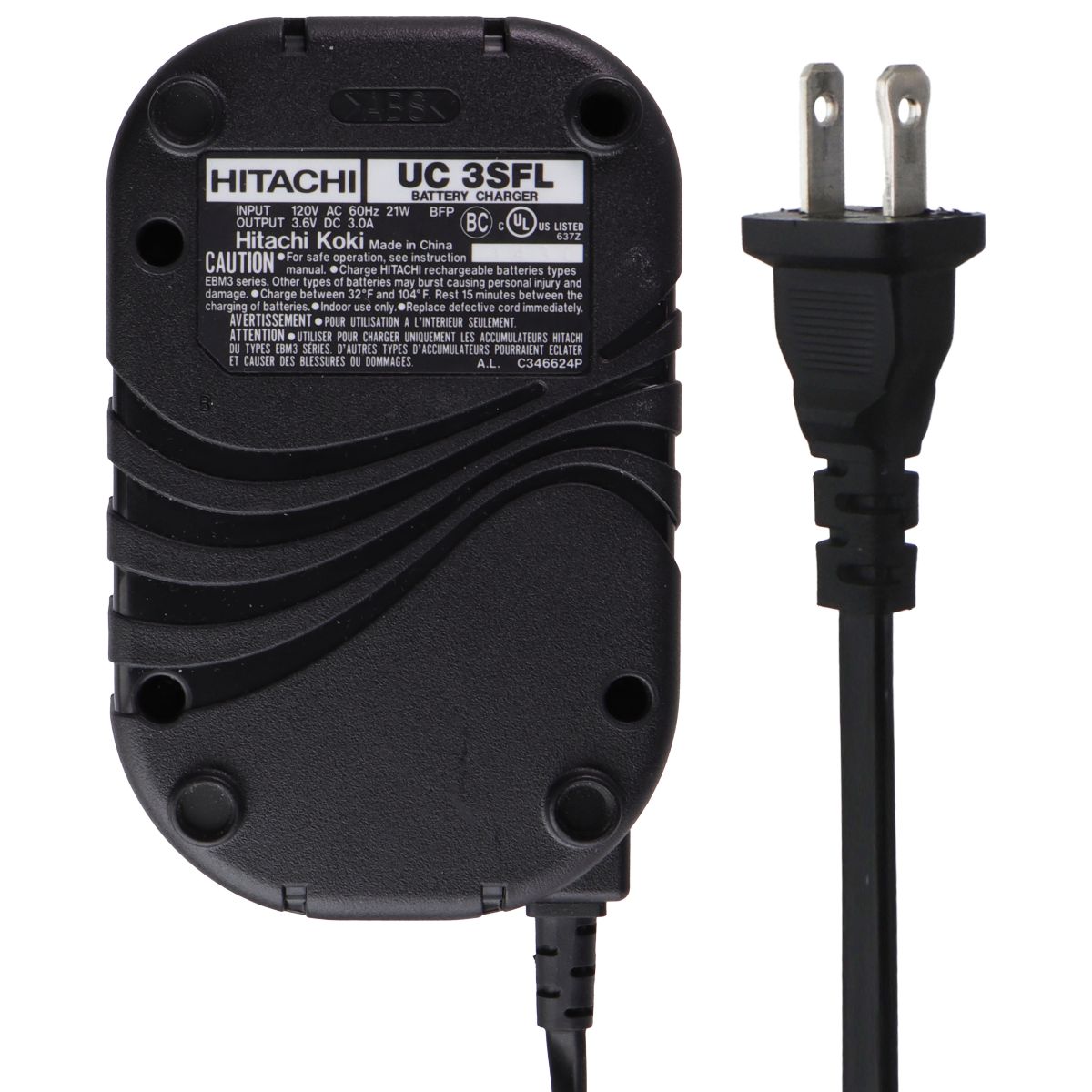 HITACH Koki 3.6V Li-ion Battery Charger (UC 3SFL) - Black Multipurpose Batteries & Power - Multipurpose AC to DC Adapters Hitachi    - Simple Cell Bulk Wholesale Pricing - USA Seller
